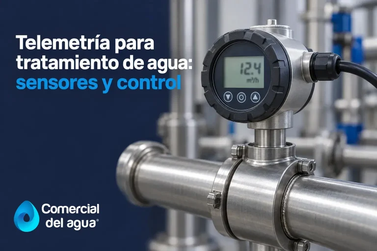Lectura de telemetría en sensor de control de tratamiento de agua, mostrador digital en equipo de tubería industrial.